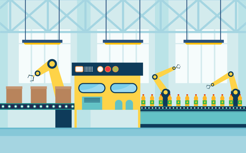 Robot di produzione automatica - Illustrazione