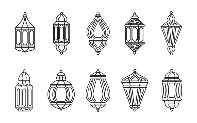 Download Vector "Simple Line Lantern Set - Vector Image" / Simple Line Lantern Set - Vector Image - Vector на тему графика line,islamic,arabic,lantern,symbol,icon,collection,set,isolated,sign,template,ramadan,eid,vector,illustration,flat,antique,arabian,art,black