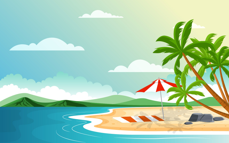 Beach Sea Landscape - Illustrazione