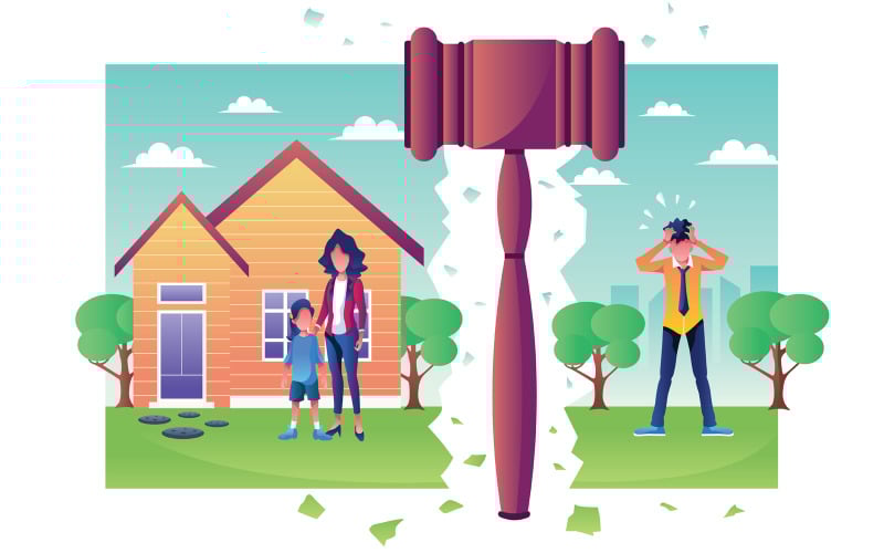 Download Иллюстрация "Divorce Concept Flat Design - Illustration" / Divorce Concept Flat Design - Illustration - Иллюстрация на тему графика divorce,breakup,concept,conflict,couple,separation,relationship,problem,marriage,settlement,ex,husband,wife,family,mother,father,child,kid,little,small