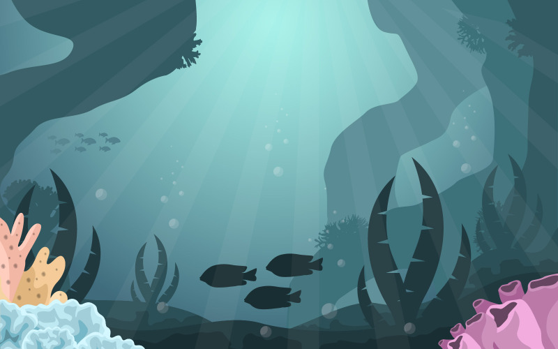 Fischkoralle unter Wasser - Illustration