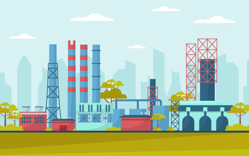 Industrial Factory Area - Illustration