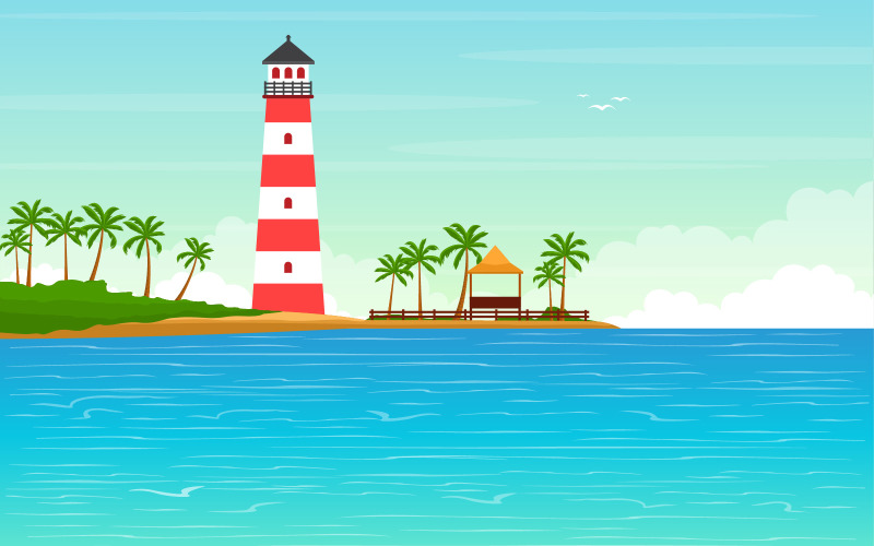 Lighthouse Beach - ilustrace