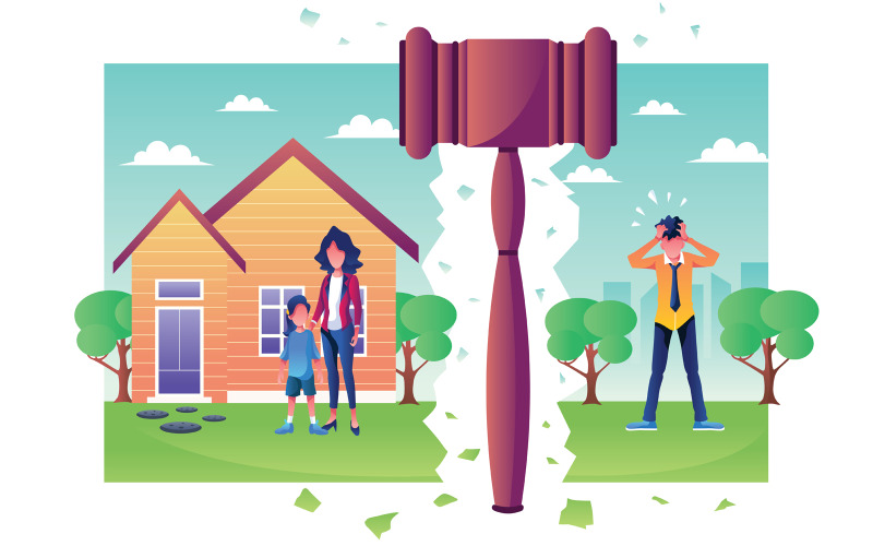 Skilsmässa begrepp platt design - illustration