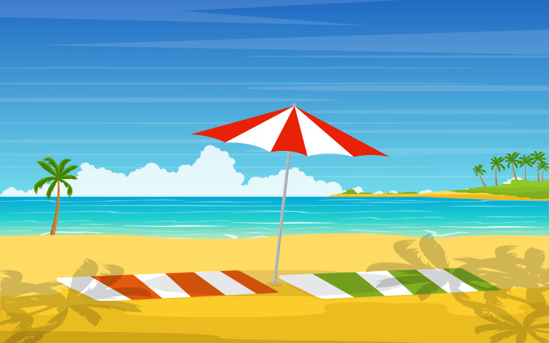 Summertime Beach Sea - Illustration