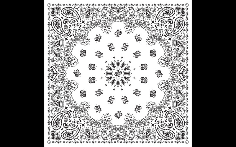 Download Иллюстрация "Bandana White - Illustration" / Bandana White - Illustration - Иллюстрация на тему графика bandana,bandanna,western,gang,print,bandana print,vector,paisley,white,black,kerchief,handkerchief,scarf,background,design element,clip art,clipart