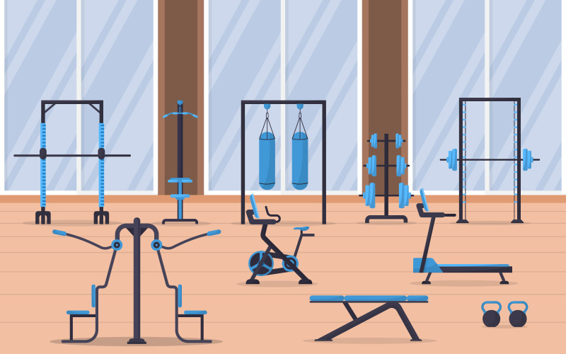 Centro de ginástica interior moderno - ilustração