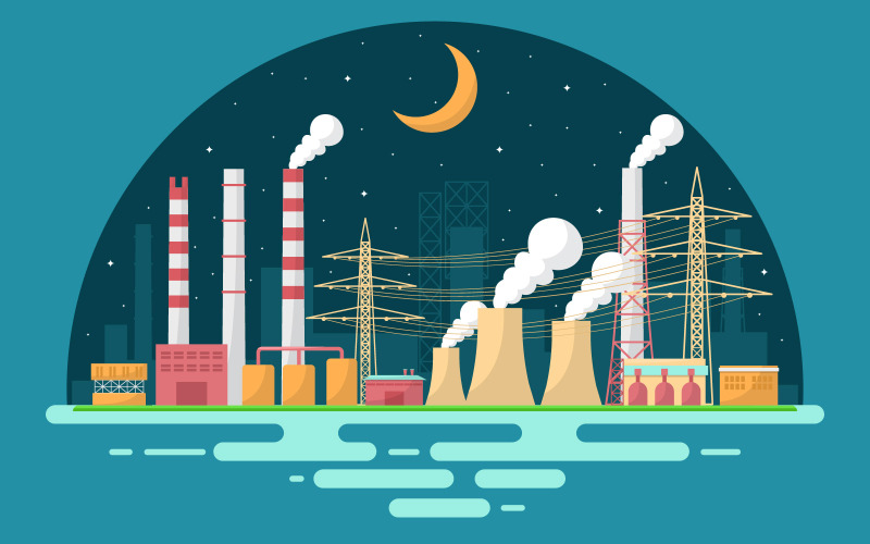 Fabriksbyggnadsområde - Illustration