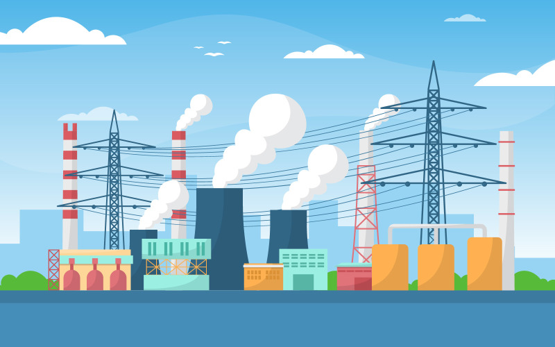 Download Иллюстрация "Factory Area Manufacturing - Illustration" / Factory Area Manufacturing - Illustration - Иллюстрация на тему графика industrial,factory,concept,manufacturing,building,facilities,area,flat,illustration,landscape,vector,business,engine,industry,manufacture,cloud,sky,road,day,sun