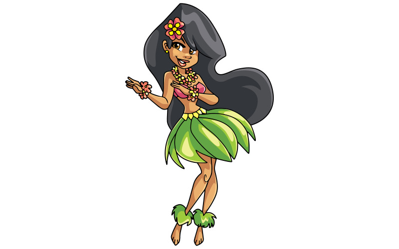 Download Иллюстрация "Hula Girl on White - Illustration" / Hula Girl on White - Illustration - Иллюстрация на тему графика woman,dancing,hula,hawaii,tropical,beach,polynesia,island,travel,destination,summer,sea,seductive,wearing,full length,illustration,vacations,brunette,dance,music