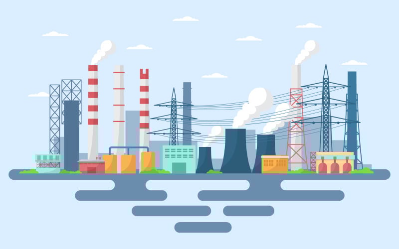 Download Иллюстрация "Industrial Concept Area - Illustration" / Industrial Concept Area - Illustration - Иллюстрация на тему графика industrial,factory,concept,manufacturing,building,facilities,area,flat,illustration,landscape,vector,business,engine,industry,manufacture,tree,cloud,sky,road,day