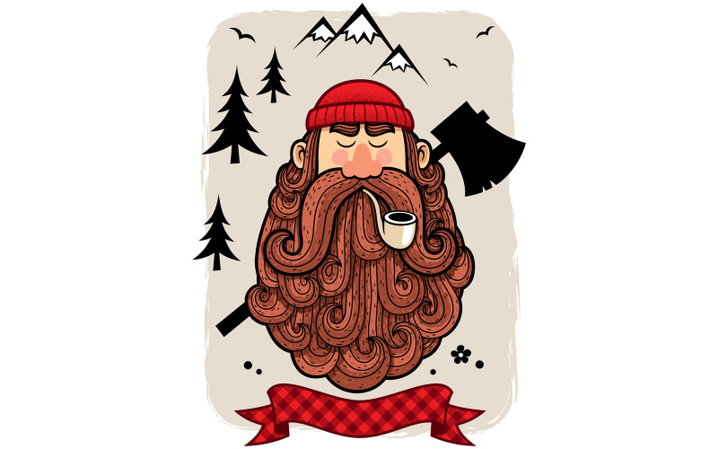 Download Иллюстрация "Lumberjack - Illustration" / Lumberjack - Illustration - Иллюстрация на тему графика lumberjack,lumberman,woodcutter,woodsman,axeman,axe,man,chopper,logger,logging,character,person,worker,hipster,mountaineer,beard,portrait,face,wood,lumber