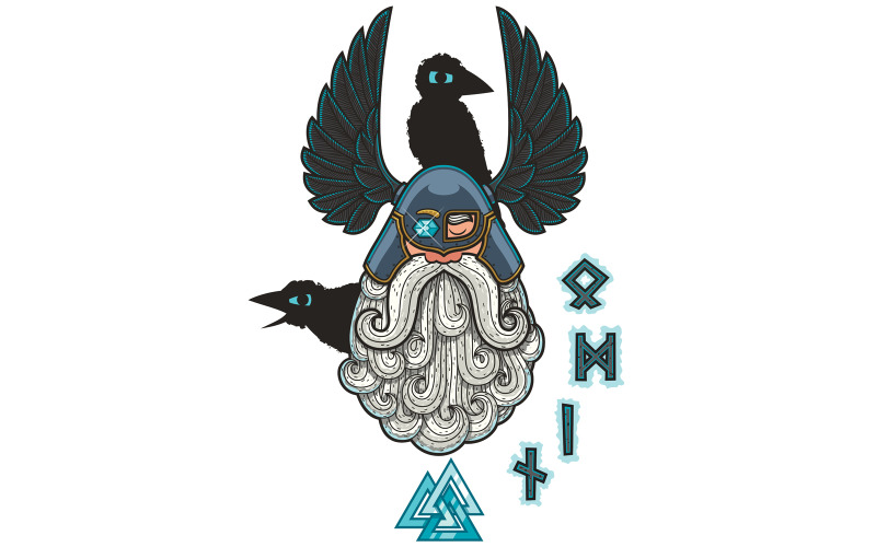 Download Иллюстрация "Odin - Illustration" / Odin - Illustration - Иллюстрация на тему графика odin,god,deity,norse,scandinavian,germanic,viking,character,portrait,face,head,symbol,sign,mascot,mythology,fantasy,religion,ancient,legend,myth