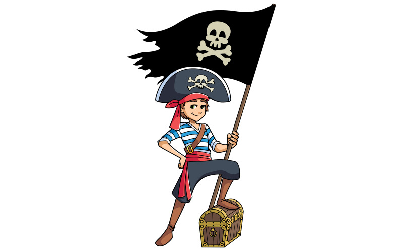 Download Иллюстрация "Pirate Boy - Illustration" / Pirate Boy - Illustration - Иллюстрация на тему графика boy,pirate,costume,party,fun,kid,child,carnival,illustration,vector,cartoon,character,copy space,full length,cute,funny,smiling,happy,looking at camera