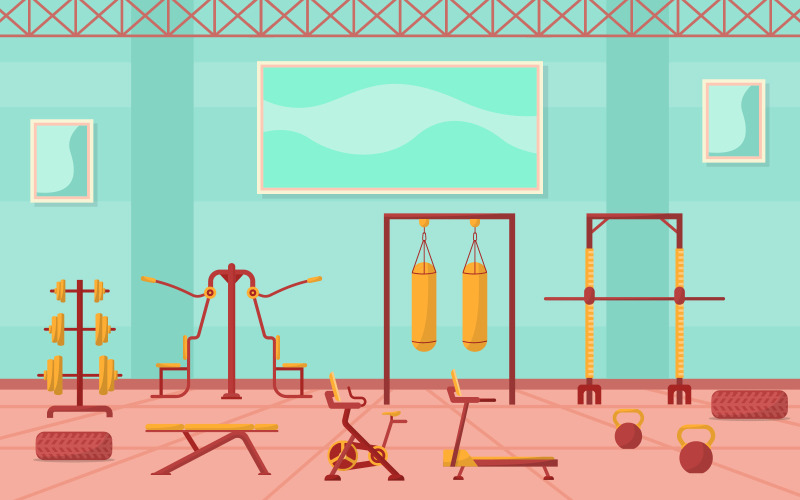 Wnętrze klubu sportowego - ilustracja