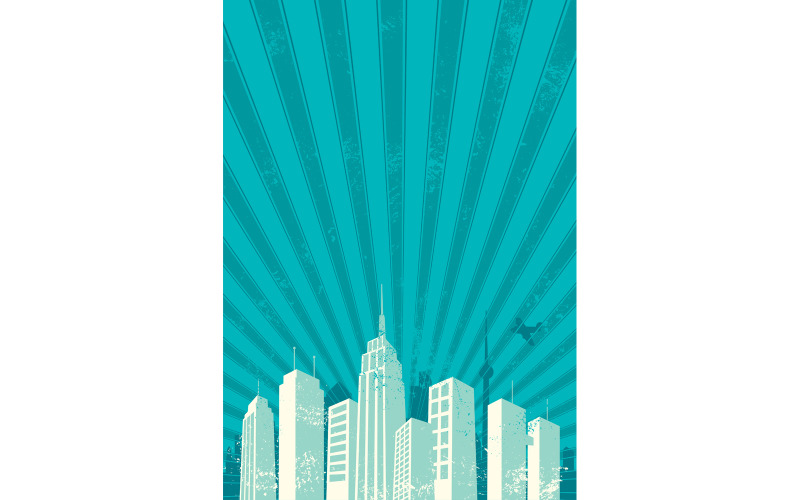 Download Иллюстрация "City Background - Illustration" / City Background - Illustration - Иллюстрация на тему графика background,poster,flyer,banner,vintage,grunge,retro,city,cityscape,landscape,copyspace,copy,space,vertical,cartoon,comic book,comic,book,style,design