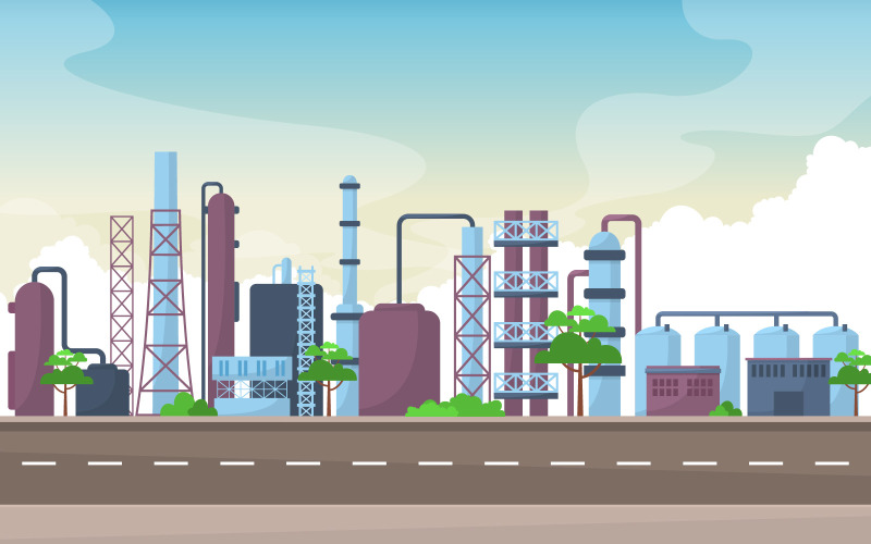 Conceito de edifício industrial - ilustração