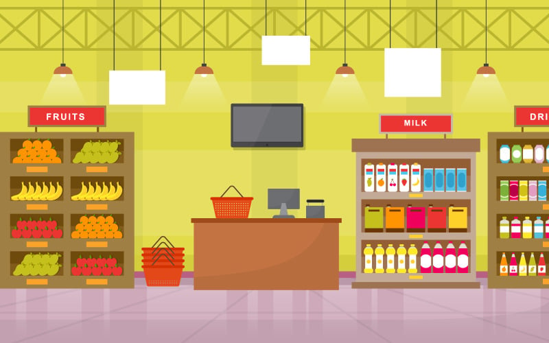 Grocery Shelf Store - Illustration #125365 - TemplateMonster