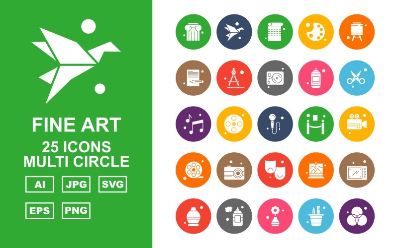 Download Набор иконок "25 Premium Fine Arts Multi Circle Icon Pack Set" / 25 Premium Fine Arts Multi Circle Icon Pack Set - Набор иконок на тему music column,film reel,gallery,smartphone,pot,perfume,creation,rgb,paper,page,color pad,strategy,document,drawing compass,vinly,scissor,music,microphone,barrie,icon
