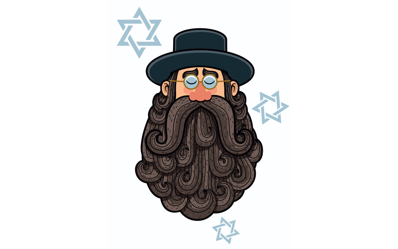 Download Иллюстрация "Rabbi Portrait - Illustration" / Rabbi Portrait - Illustration - Иллюстрация на тему графика rabbi,jew,jewish,hebrew,orthodox,religion,israel,judaism,religious,man,preacher,teacher,scholar,torah,hat,law,character,portrait,face,symbol