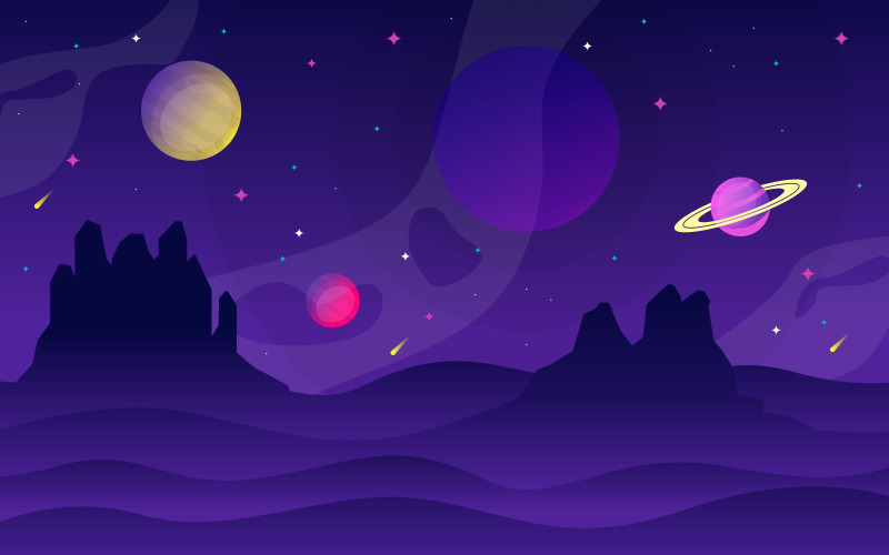 Download Иллюстрация "Sky Space Science - Illustration" / Sky Space Science - Illustration - Иллюстрация на тему графика landscape,surface,planet,sky,place,science,fiction,fantasy,illustration,vector,space,background,cartoon,galaxy,universe,game,cosmic,futuristic,design,graphic