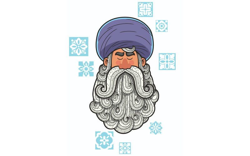 Download Иллюстрация "Turban - Illustration" / Turban - Illustration - Иллюстрация на тему графика turban,portrait,face,nasreddin hodja,seljuq,turkish,turk,iranian,persian,president,ayatollah,leader,azerbaijani,azeri,kurd,afghan,uzbek,arab,muslim,arabian