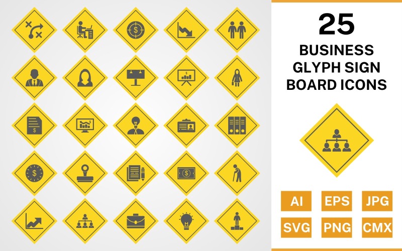 Download Набор иконок "25 Business Glyph Sign Board Icon Set" / 25 Business Glyph Sign Board Icon Set - Набор иконок на тему business set,file,files,icon,icons,glyph,vector,sign,symbol,pictogram,board,business,workspace,invoice,billboard,growth,idea,success,stamp