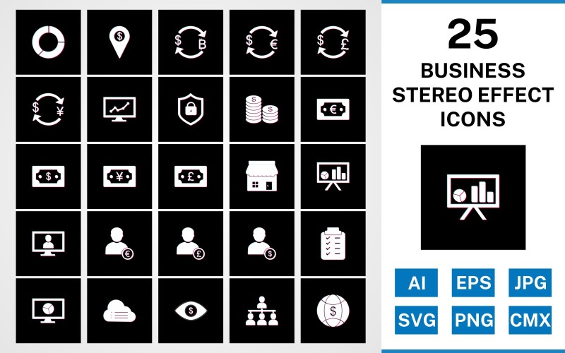 Download Набор иконок "25 Business Stereo Effect Icon Set" / 25 Business Stereo Effect Icon Set - Набор иконок на тему финансы set,file,stereo,icon,icons,glyph,vector,sign,symbol,pictogram,effect,business,pie chart,organization,world money,pound,coins,stock market,cloud data,planning