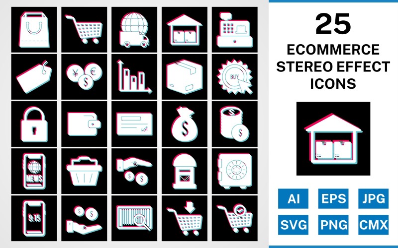 Download Набор иконок "25 Ecommerce Stereo Effect Icon Set" / 25 Ecommerce Stereo Effect Icon Set - Набор иконок на тему shopping set,file,stereo,icon,icons,glyph,vector,sign,symbol,pictogram,effect,ecommerce,buy,security,tag,vault,add to cart,payment,basket,cheque