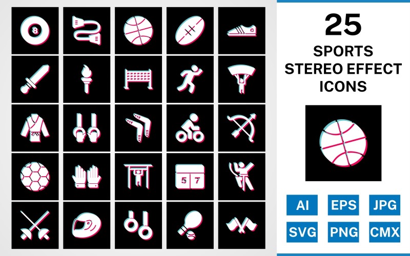 Набор иконок 25 спортивных и игровых стереоэффектов