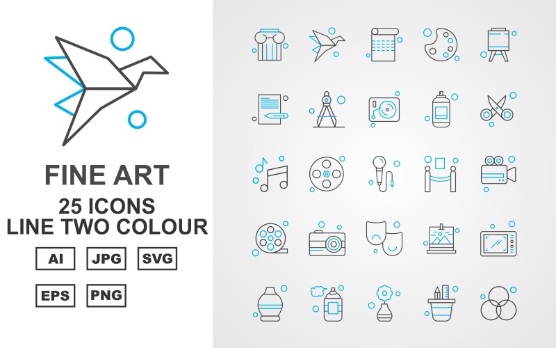 25 Premium Fine Arts Line Set med två färgikoner