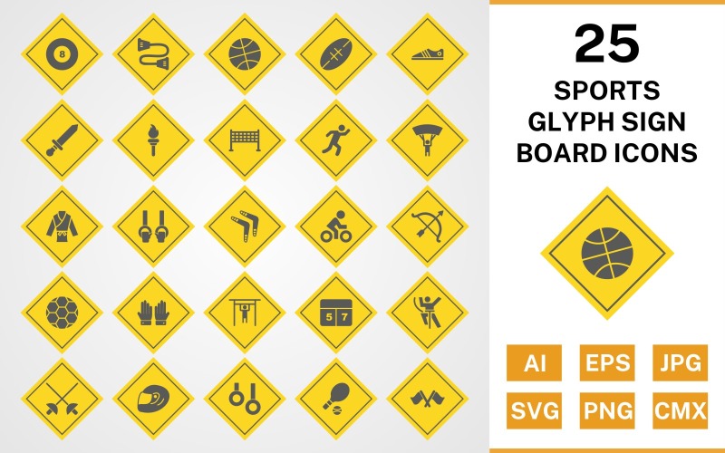 Download Набор иконок "25 Sports And Games Glyph Sign Board Icon Set" / 25 Sports And Games Glyph Sign Board Icon Set - Набор иконок на тему sports set,file,files,icon,icons,glyph,vector,sign,symbol,pictogram,board,sports,games,karate,rugby,pool,runner,tennis,racing,bow