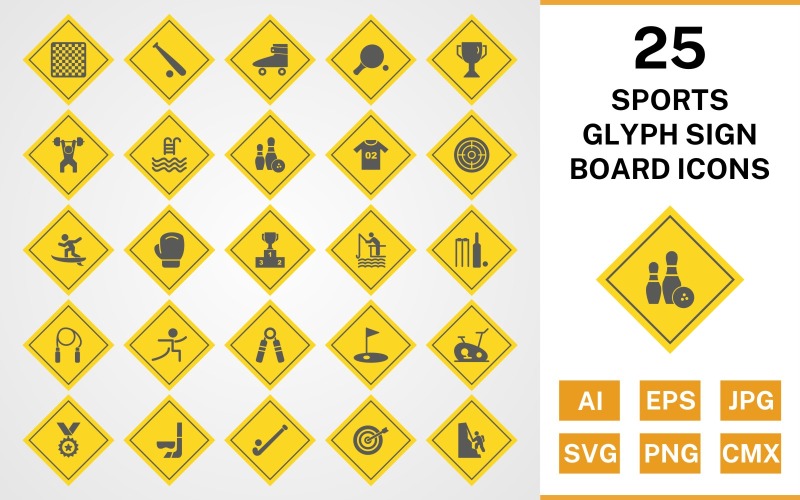 25体育和游戏标志符号标志板图标集