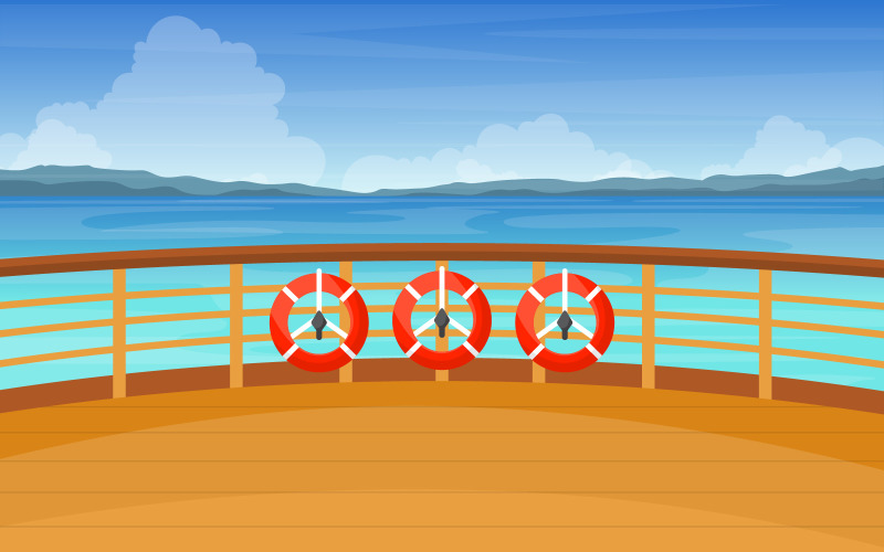 Download Иллюстрация "Lifebuoy Save Ship Deck - Illustration" / Lifebuoy Save Ship Deck - Illustration - Иллюстрация на тему графика ship,cruise,deck,vector,seagull,background,ocean,passenger,sea,style,summer,view,landscape,front,adventure,sailing,horizon,cloud,season,day