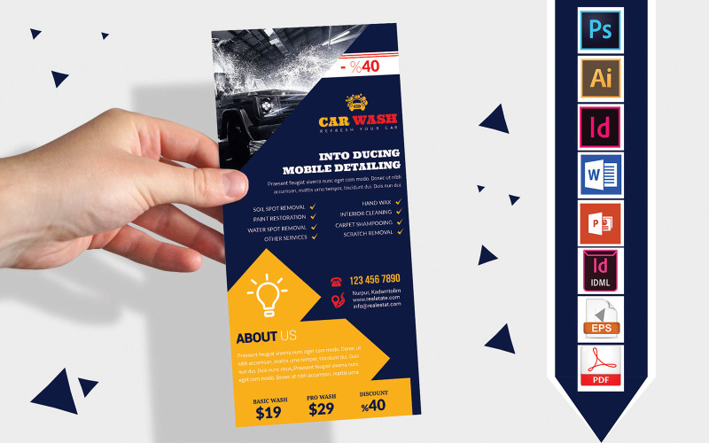Download Фирменный стиль "Rack Card | Car Washing DL Flyer Vol-09 - Corporate Identity Template" / Rack Card | Car Washing DL Flyer Vol-09 - Corporate Identity Template - Фирменный стиль на тему графика dl,dl flyer,car wash dl flyer,car wash,car washing,flyer,car,car flyer,washing flyer,car wash flyer,car washing flyer,bus flyer,bus washing flyer,rent a car,pickup,cng,auto bike,bike,cycle,mo
