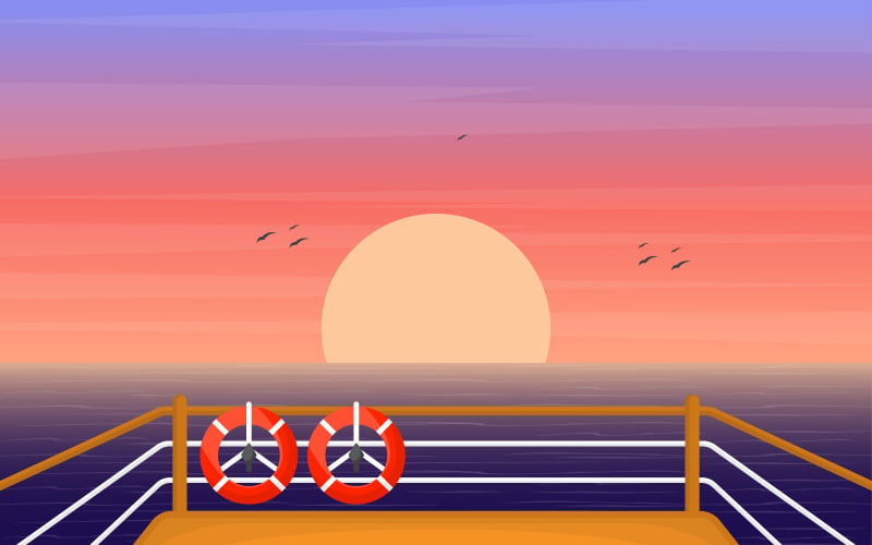 日落海景-光栅插图