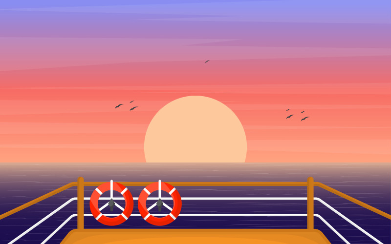 Sunset Ocean View - Ilustración