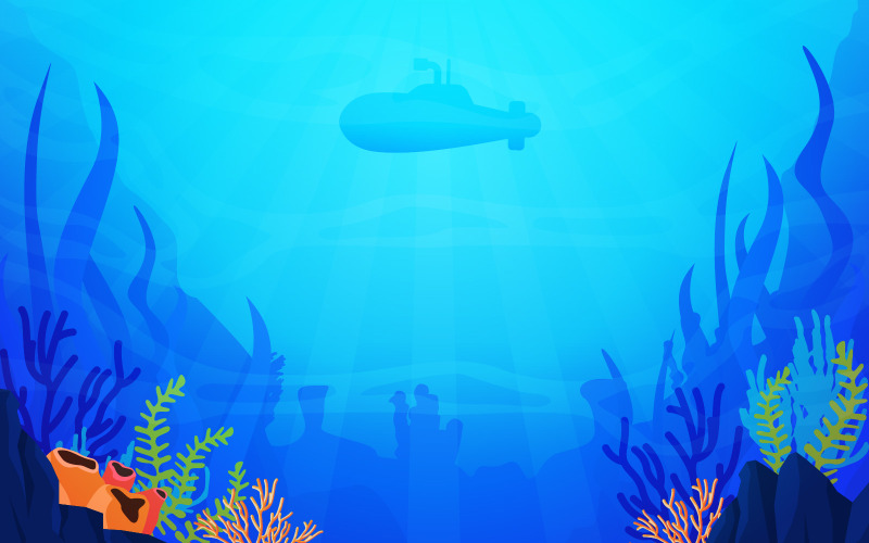 U-Boot erkunden Unterwasser - Illustration