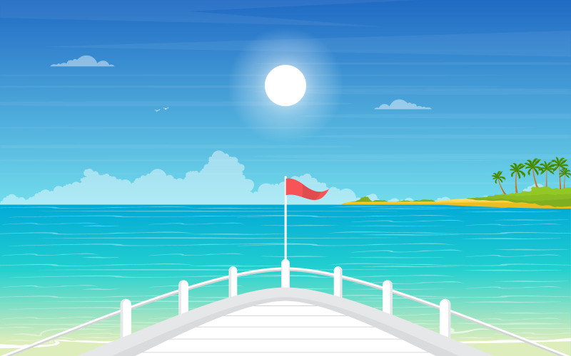 Vista sul ponte della nave - Illustrazione