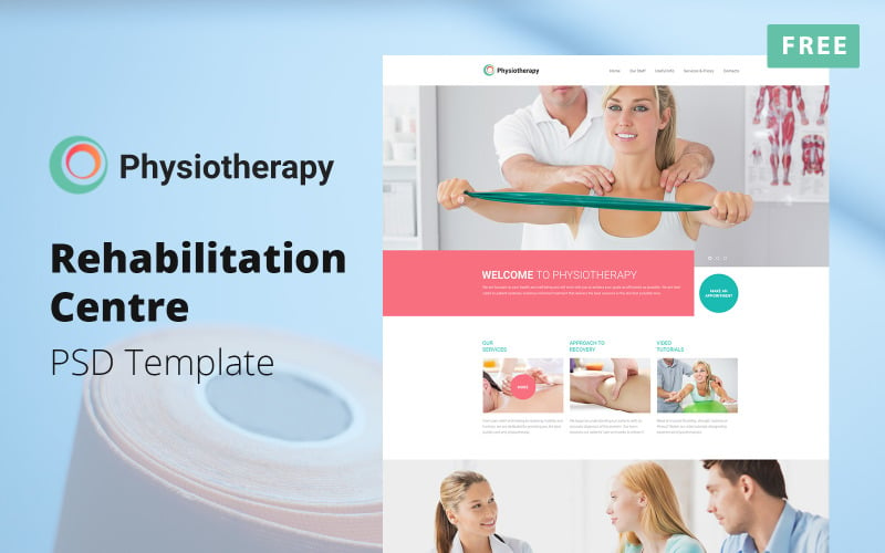 Fysiotherapie - Revalidatiecentrum Ontwerp Gratis PSD-sjabloon