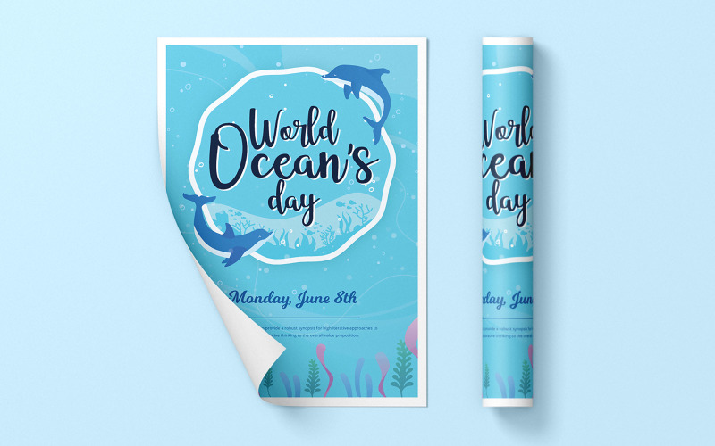 Download Фирменный стиль "Ocean Day - Corporate Identity Template" / Ocean Day - Corporate Identity Template - Фирменный стиль на тему графика blue,celebrations,day,design,flier,flyer,flyers,ocean,parties,plants,seaplants,template,typography,water,whale,white