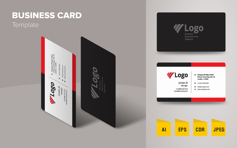 Профессиональный дизайн визитной карточки - шаблон фирменного стиля