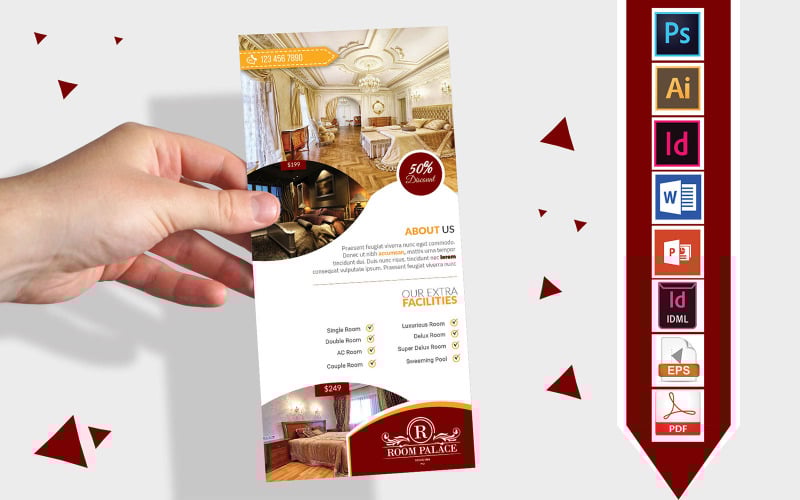 Download Фирменный стиль "Rack Card | Hotel DL Flyer Vol-03 - Corporate Identity Template" / Rack Card | Hotel DL Flyer Vol-03 - Corporate Identity Template - Фирменный стиль на тему графика dl,dl flyer,hotel dl flyer,hotel,restaurant,5 star hotel,3 star hotel,2 star hotel,normal hotel,hotel flyer,restaurant flyer,hotel business,couple room,hotel room,hotel details,travel hotel,t