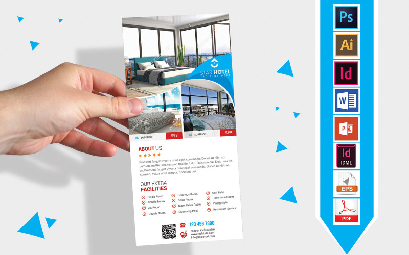 Download Фирменный стиль "Rack Card | Hotel DL Flyer Vol-09 - Corporate Identity Template" / Rack Card | Hotel DL Flyer Vol-09 - Corporate Identity Template - Фирменный стиль на тему графика dl,dl flyer,hotel dl flyer,hotel,restaurant,5 star hotel,3 star hotel,2 star hotel,normal hotel,hotel flyer,restaurant flyer,hotel business,couple room,hotel room,hotel details,travel hotel,t