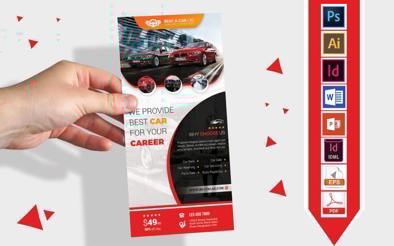 Download Фирменный стиль "Rack Card | Rent A Car DL Flyer Vol-05 - Corporate Identity Template" / Rack Card | Rent A Car DL Flyer Vol-05 - Corporate Identity Template - Фирменный стиль на тему графика dl,dl flyer,rent a car dl flyer,auto discount,auto flyer,auto repair,auto spare parts,automobile,autoshowroom,business,car rental,corporate,flyer,grafilker,limousine,meeting car,motorbike,mot