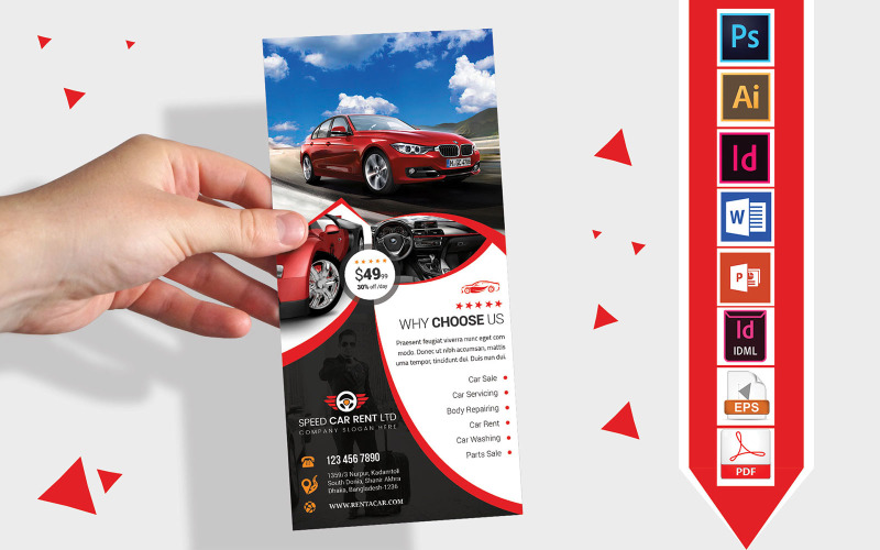 Download Фирменный стиль "Rack Card | Rent A Car DL Flyer Vol-06 - Corporate Identity Template" / Rack Card | Rent A Car DL Flyer Vol-06 - Corporate Identity Template - Фирменный стиль на тему графика dl,dl flyer,rent a car dl flyer,auto discount,auto flyer,auto repair,auto spare parts,automobile,autoshowroom,business,car rental,corporate,flyer,grafilker,limousine,meeting car,motorbike,mot