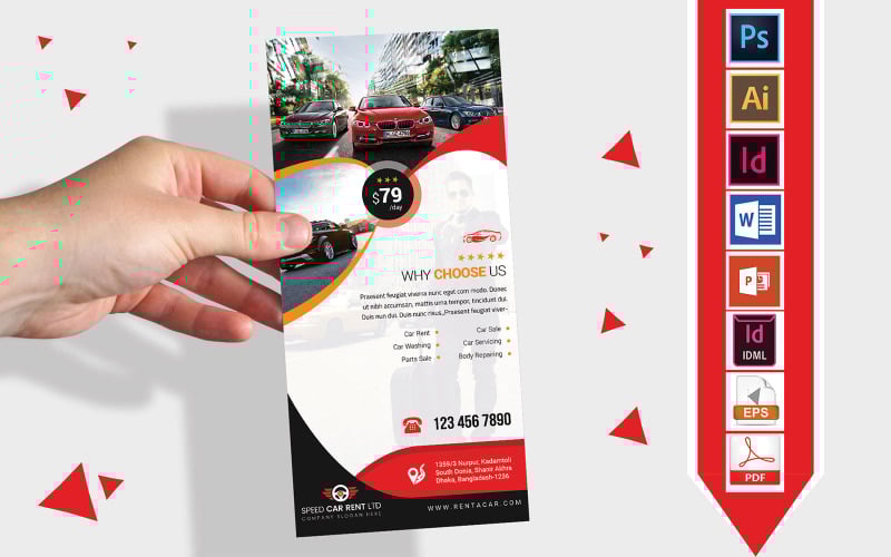 Download Фирменный стиль "Rack Card | Rent A Car DL Flyer Vol-09 - Corporate Identity Template" / Rack Card | Rent A Car DL Flyer Vol-09 - Corporate Identity Template - Фирменный стиль на тему графика dl,dl flyer,rent a car dl flyer,auto discount,auto flyer,auto repair,auto spare parts,automobile,autoshowroom,business,car rental,corporate,flyer,grafilker,limousine,meeting car,motorbike,mot