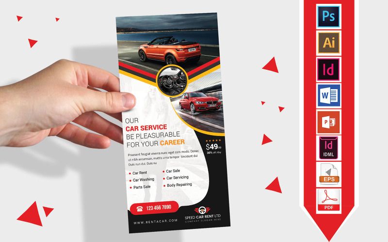 Download Фирменный стиль "Rack Card | Rent A Car DL Flyer Vol-10 - Corporate Identity Template" / Rack Card | Rent A Car DL Flyer Vol-10 - Corporate Identity Template - Фирменный стиль на тему графика dl,dl flyer,rent a car dl flyer,auto discount,auto flyer,auto repair,auto spare parts,automobile,autoshowroom,business,car rental,corporate,flyer,grafilker,limousine,meeting car,motorbike,mot