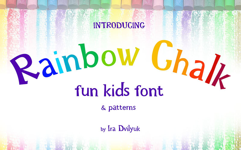 Regenbogen Kreide Spaß Kinder Schriftart