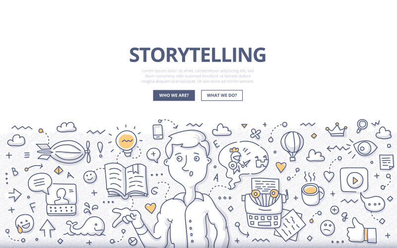 Download Vector "Storytelling Doodle Concept - Vector Image" / Storytelling Doodle Concept - Vector Image - Vector на тему графика blog,advertising,promotion,business,marketing,social media,message,campaign,content,storytelling,advert,story,branding,communication,strategy,concept,internet,sharing,viral,interest
